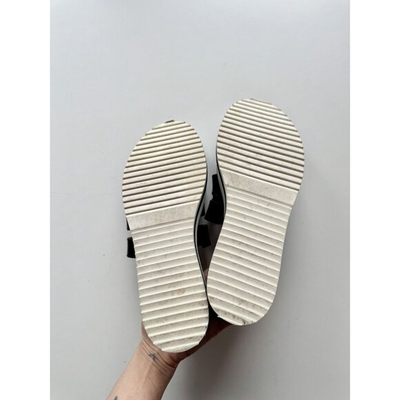 STUART WEITZMAN Black Leather White Platform Slip On Sandals Slides, Size 7.5 - Picture 15 of 16